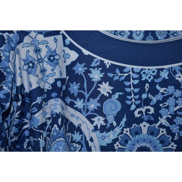 GRETCHEN SCOTT $219 Jersey Knit Scoop Neck Dress Blue Magic Carpet Medium - Picture 3 of 4